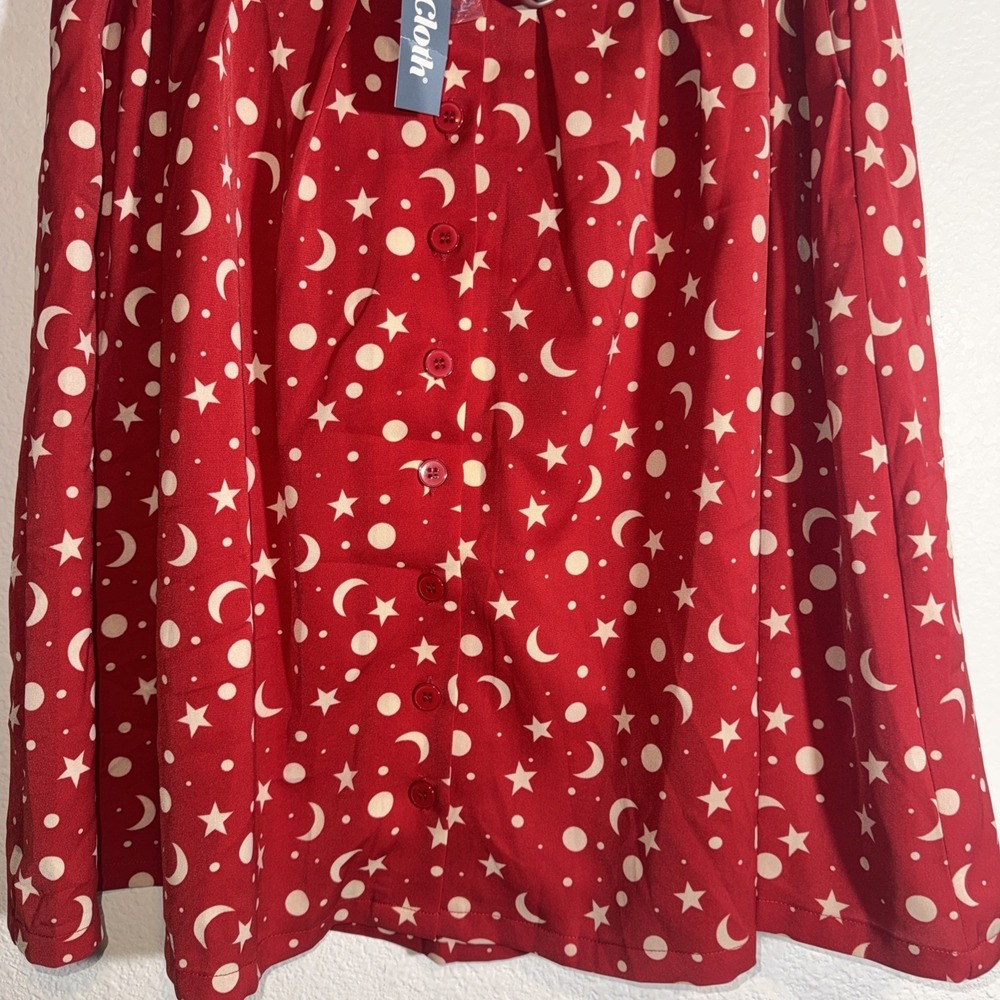 Modcloth Skirt Red Moon & Stars Large Whimsigoth Witch Cottage Core NWT - Picture 7 of 16